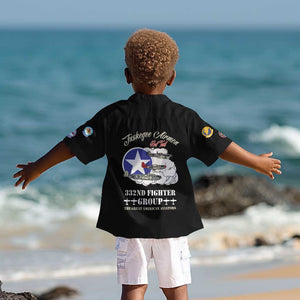 African American Aviators WWII Kid Hawaiian Shirt Tuskegee Red Tails Airmen Black - African Pride