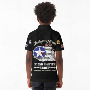 African American Aviators WWII Kid Polo Shirt Tuskegee Red Tails Airmen Black - African Pride