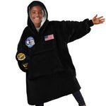 African American Aviators WWII Kid Wearable Blanket Hoodie Tuskegee Red Tails Airmen Black - African Pride