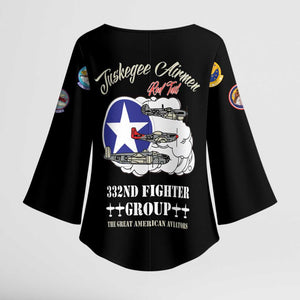 Tuskegee Airmen WWII Heroes Kimono Sleeve Blouse The Great American Aviators Black Art