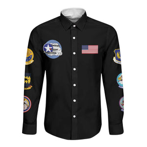 African American Aviators WWII Long Sleeve Button Shirt Tuskegee Red Tails Airmen Black - African Pride