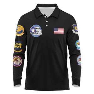 African American Aviators WWII Long Sleeve Polo Shirt Tuskegee Red Tails Airmen Black - African Pride