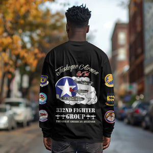 African American Aviators WWII Long Sleeve Shirt Tuskegee Red Tails Airmen Black - African Pride