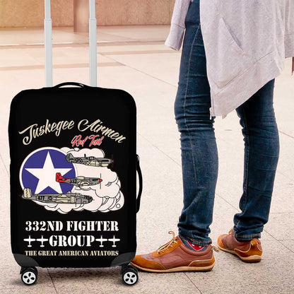 African American Aviators WWII Luggage Cover Tuskegee Red Tails Airmen Black - African Pride