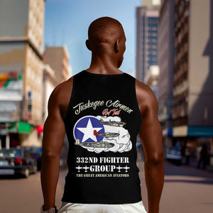African American Aviators WWII Men Tank Top Tuskegee Red Tails Airmen Black - African Pride
