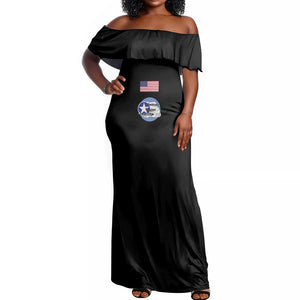 African American Aviators WWII Off Shoulder Maxi Dress Tuskegee Red Tails Airmen Black - African Pride