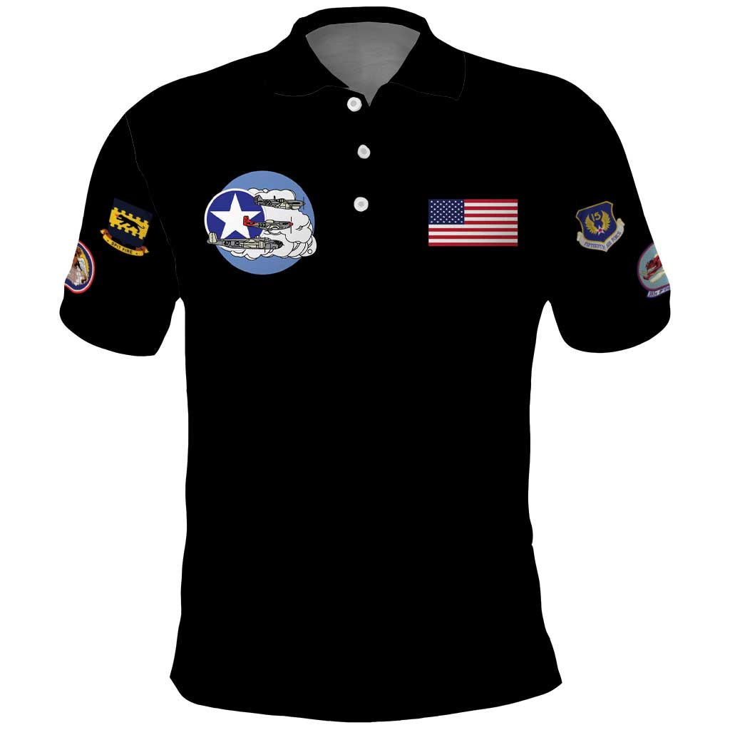 African American Aviators WWII Polo Shirt Tuskegee Red Tails Airmen Black - African Pride