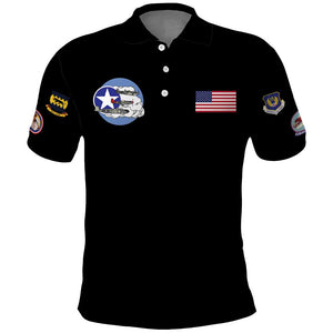African American Aviators WWII Polo Shirt Tuskegee Red Tails Airmen Black - African Pride