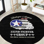 African American Aviators WWII Round Carpet Tuskegee Red Tails Airmen Black - African Pride