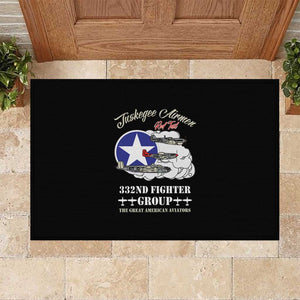 African American Aviators WWII Rubber Doormat Tuskegee Red Tails Airmen Black - African Pride