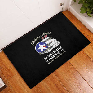 African American Aviators WWII Rubber Doormat Tuskegee Red Tails Airmen Black - African Pride