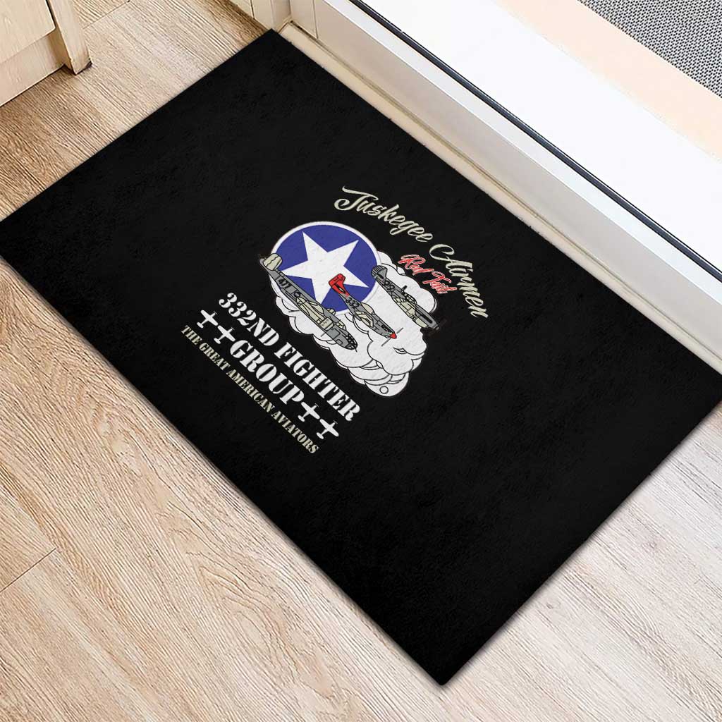 African American Aviators WWII Rubber Doormat Tuskegee Red Tails Airmen Black - African Pride