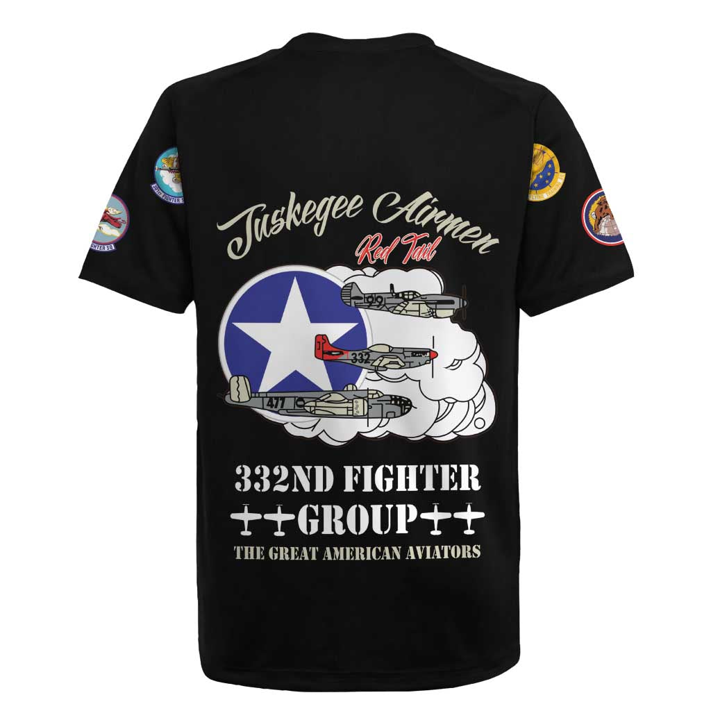 African American Aviators WWII Rugby Jersey Tuskegee Red Tails Airmen Black - African Pride