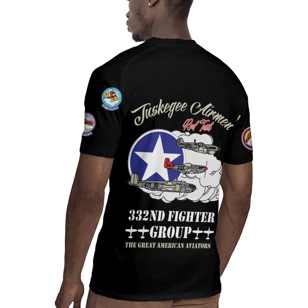 African American Aviators WWII Rugby Jersey Tuskegee Red Tails Airmen Black - African Pride