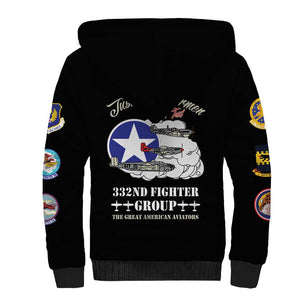 African American Aviators WWII Sherpa Hoodie Tuskegee Red Tails Airmen Black - African Pride