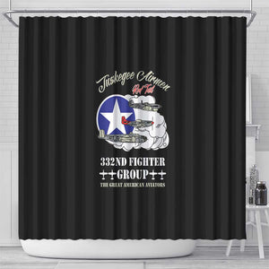 African American Aviators WWII Shower Curtain Tuskegee Red Tails Airmen Black - African Pride