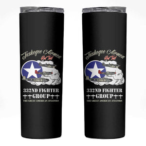 African American Aviators WWII Skinny Tumbler Tuskegee Red Tails Airmen Black - African Pride