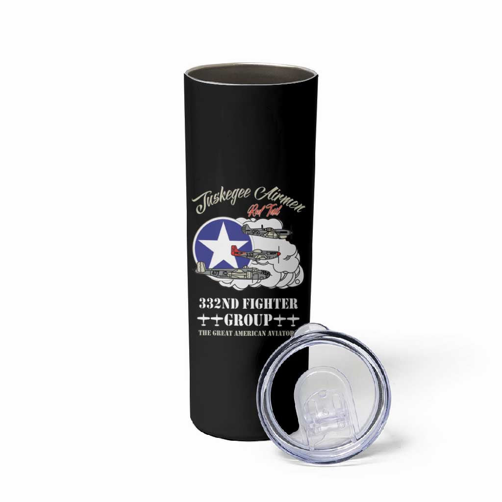 African American Aviators WWII Skinny Tumbler Tuskegee Red Tails Airmen Black - African Pride