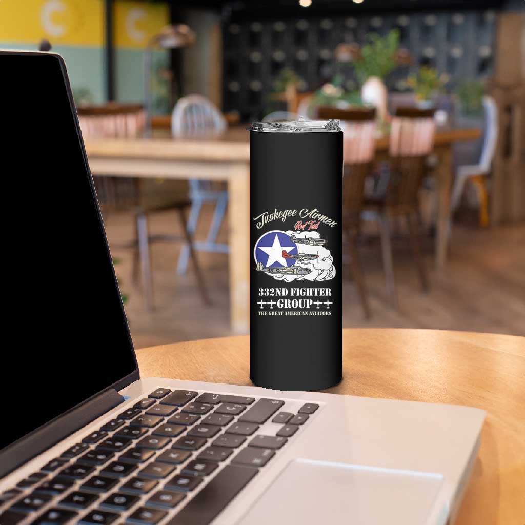 African American Aviators WWII Skinny Tumbler Tuskegee Red Tails Airmen Black - African Pride