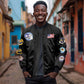 African American Aviators WWII Sleeve Zip Bomber Jacket Tuskegee Red Tails Airmen Black - African Pride