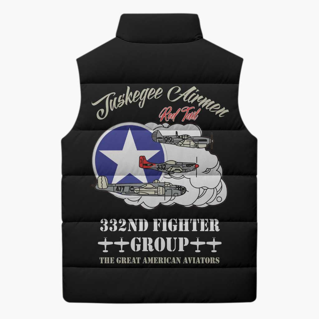 Tuskegee Airmen WWII Heroes Sleeveless Puffer Jacket The Great American Aviators Black Art