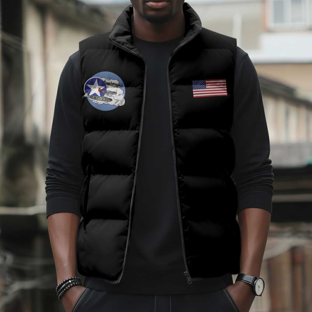 Tuskegee Airmen WWII Heroes Sleeveless Puffer Jacket The Great American Aviators Black Art