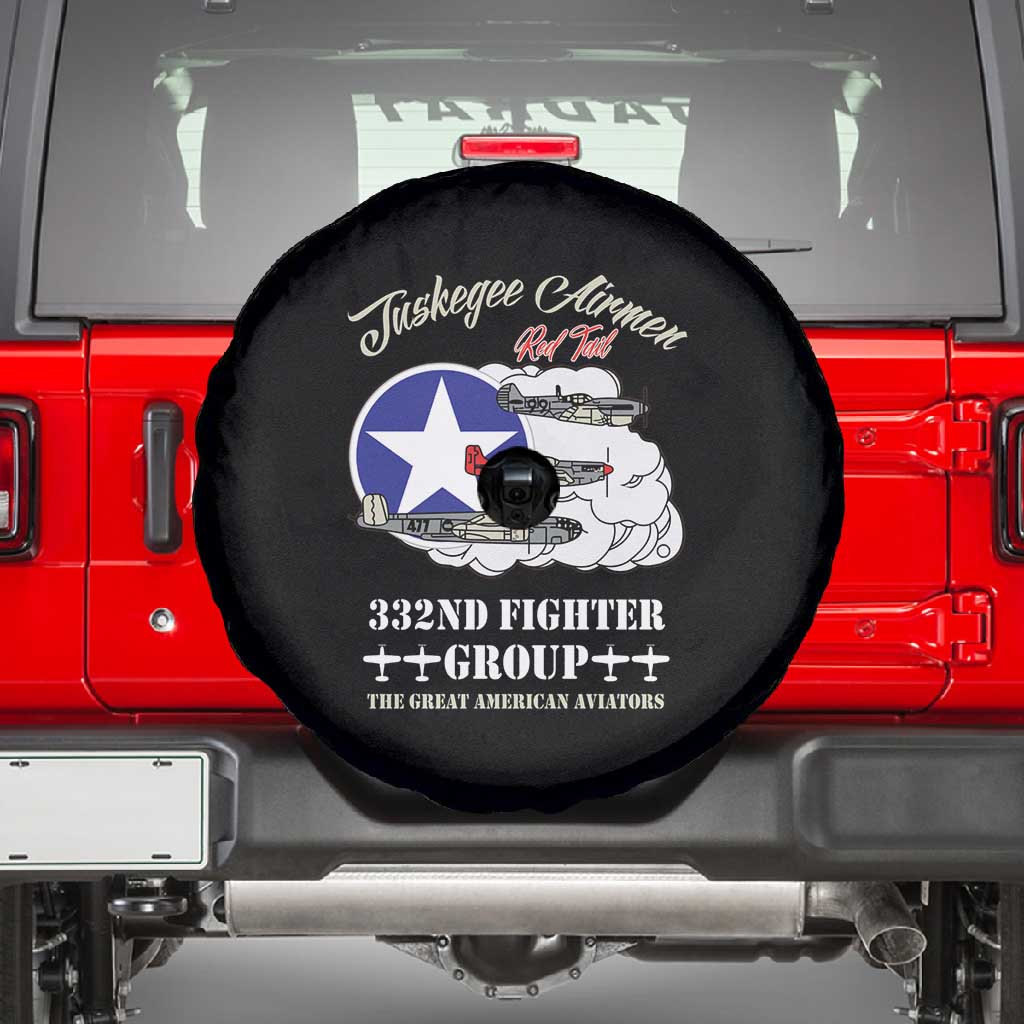 African American Aviators WWII Spare Tire Cover Tuskegee Red Tails Airmen Black - African Pride