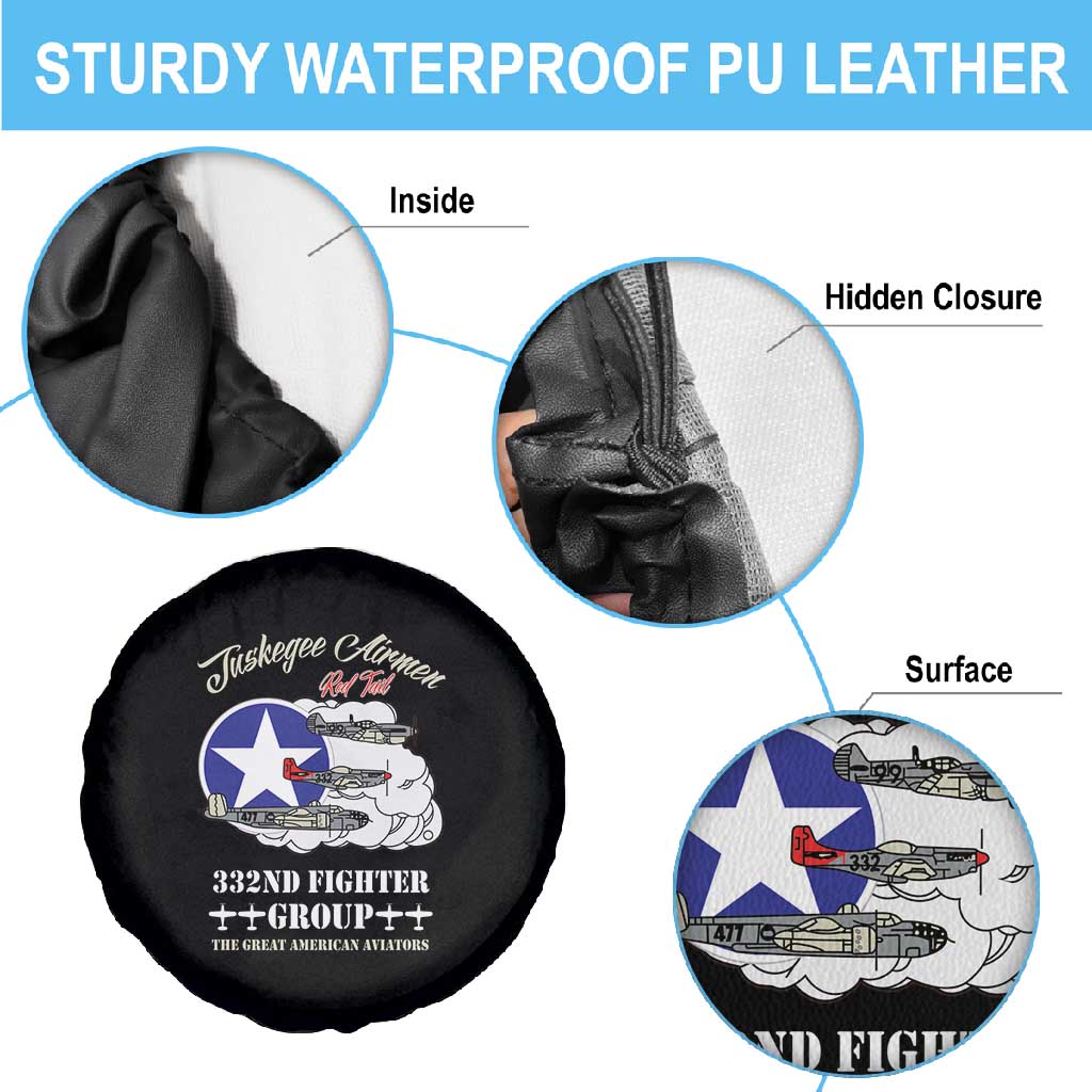 African American Aviators WWII Spare Tire Cover Tuskegee Red Tails Airmen Black - African Pride