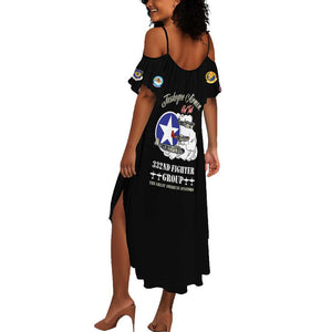 African American Aviators WWII Summer Maxi Dress Tuskegee Red Tails Airmen Black - African Pride