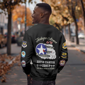 African American Aviators WWII Sweatshirt Tuskegee Red Tails Airmen Black - African Pride