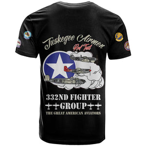 African American Aviators WWII T shirt Tuskegee Red Tails Airmen Black - African Pride