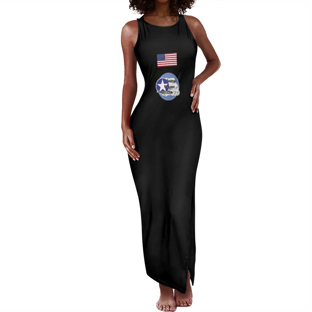 African American Aviators WWII Tank Maxi Dress Tuskegee Red Tails Airmen Black - African Pride