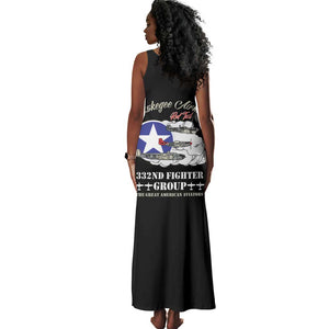 African American Aviators WWII Tank Maxi Dress Tuskegee Red Tails Airmen Black - African Pride