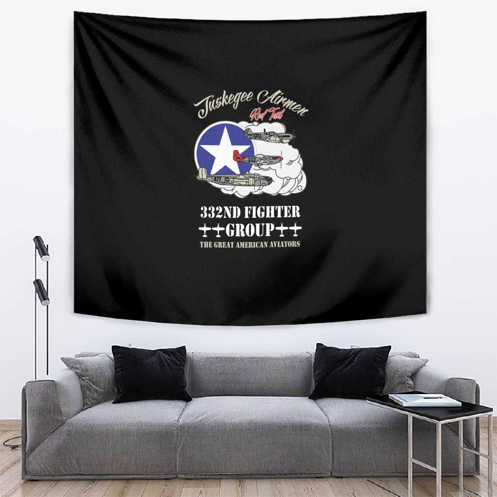 African American Aviators WWII Tapestry Tuskegee Red Tails Airmen Black - African Pride