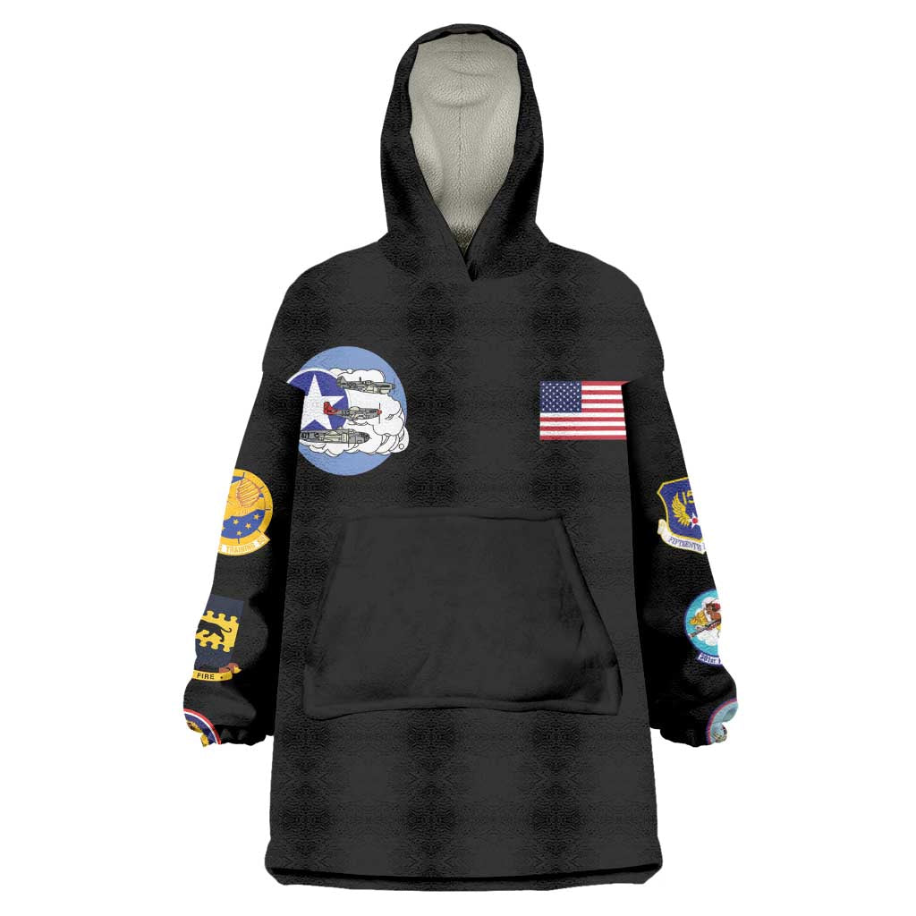 African American Aviators WWII Wearable Blanket Hoodie Tuskegee Red Tails Airmen Black - African Pride
