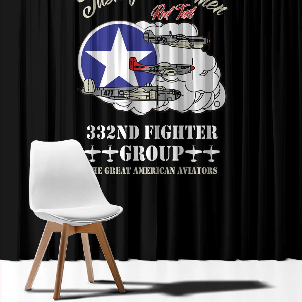African American Aviators WWII Window Curtain Tuskegee Red Tails Airmen Black - African Pride