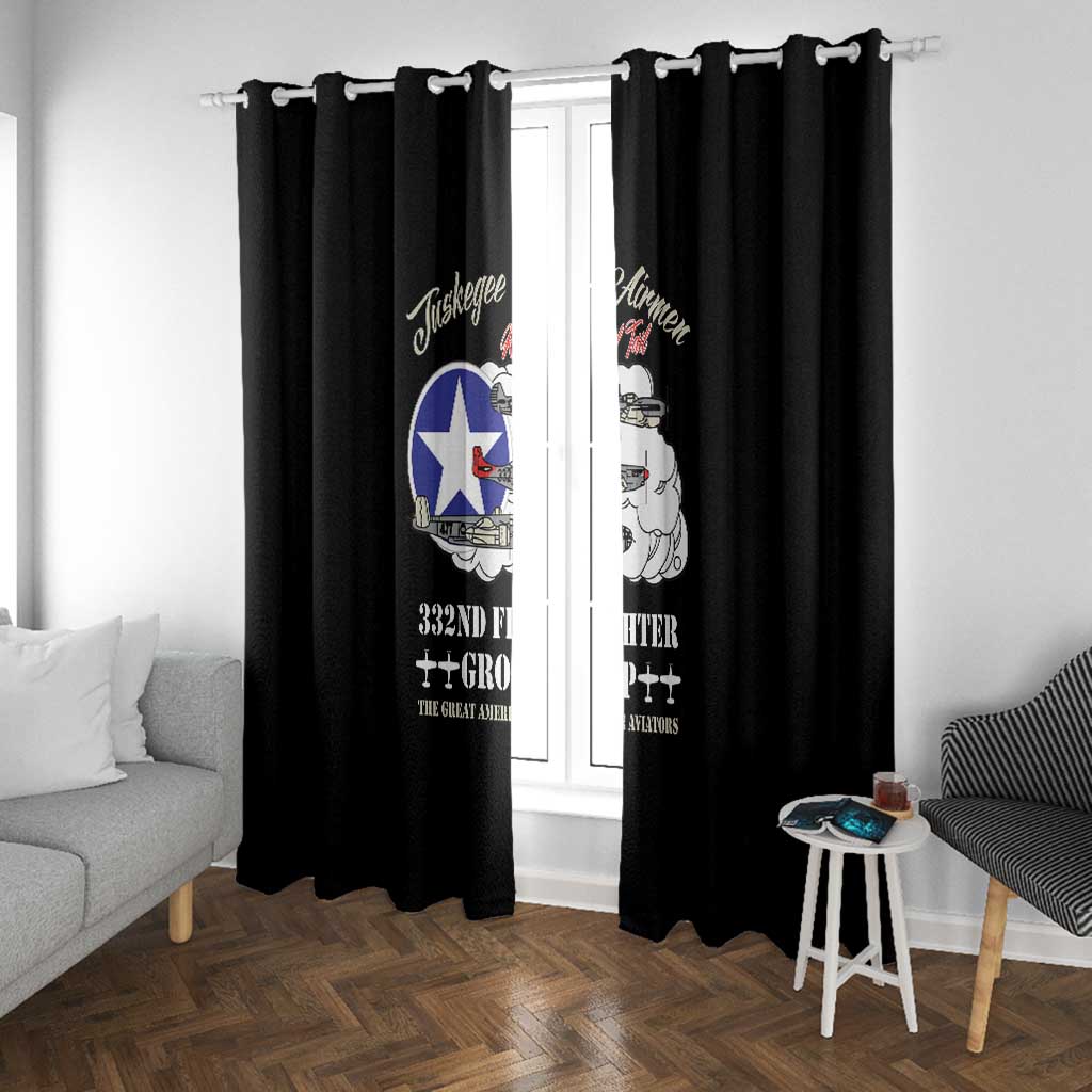 African American Aviators WWII Window Curtain Tuskegee Red Tails Airmen Black - African Pride