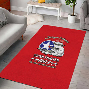 African American Aviators WWII Area Rug Tuskegee Red Tails Airmen Red - African Pride
