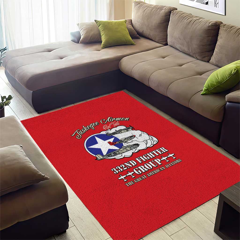 African American Aviators WWII Area Rug Tuskegee Red Tails Airmen Red - African Pride