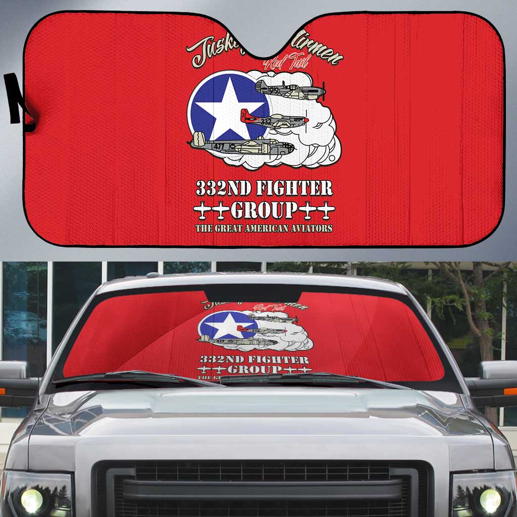 Tuskegee Airmen WWII Heroes Auto Sun Shade The Great American Aviators Red Art