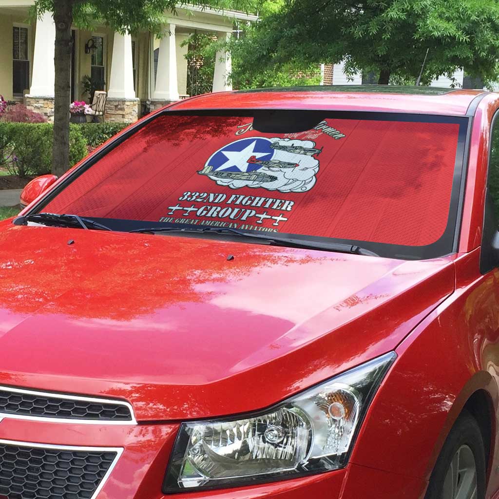 Tuskegee Airmen WWII Heroes Auto Sun Shade The Great American Aviators Red Art