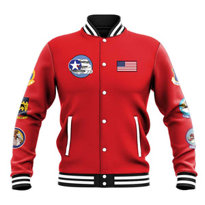 African American Aviators WWII Baseball Jacket Tuskegee Red Tails Airmen Red - African Pride