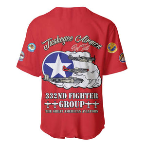 African American Aviators WWII Baseball Jersey Tuskegee Red Tails Airmen Red - African Pride