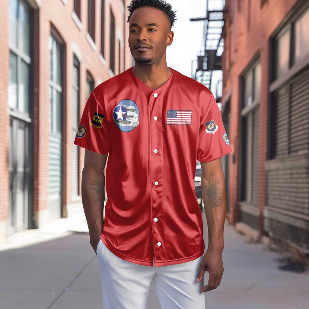 African American Aviators WWII Baseball Jersey Tuskegee Red Tails Airmen Red - African Pride