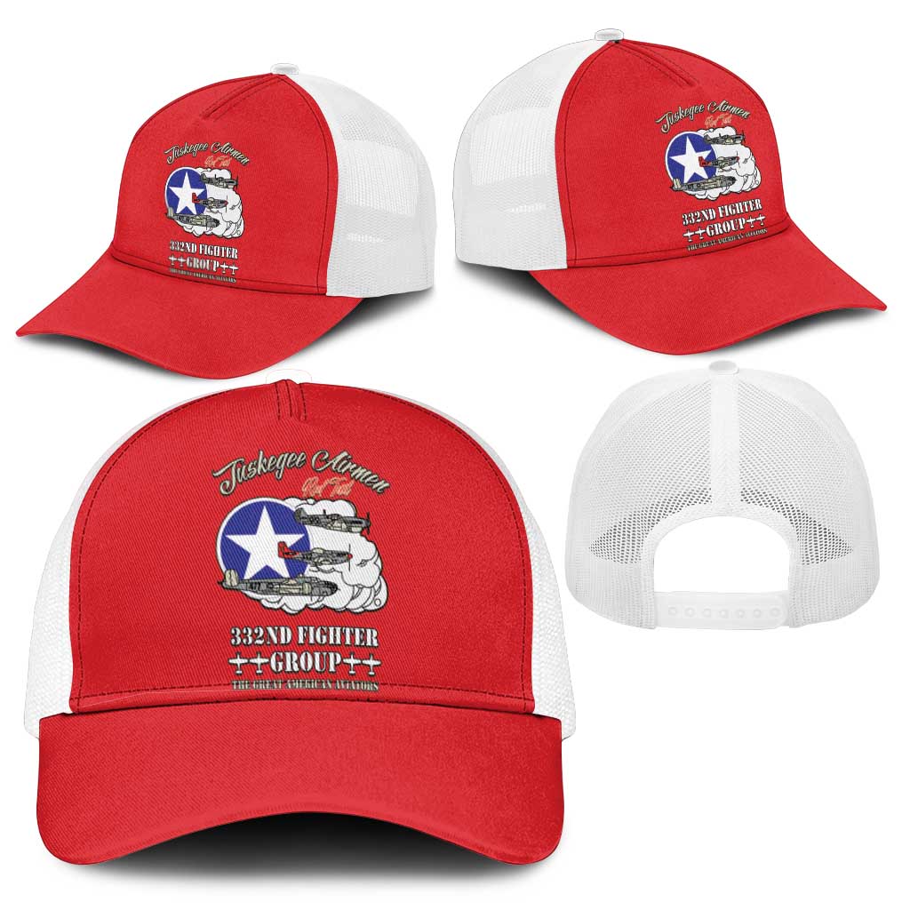 African American Aviators WWII Baseball Net Cap Tuskegee Red Tails Airmen Red - African Pride
