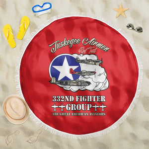 African American Aviators WWII Beach Blanket Tuskegee Red Tails Airmen Red - African Pride