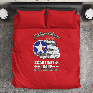African American Aviators WWII Bedding Set Tuskegee Red Tails Airmen Red - African Pride