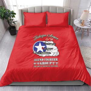 African American Aviators WWII Bedding Set Tuskegee Red Tails Airmen Red - African Pride