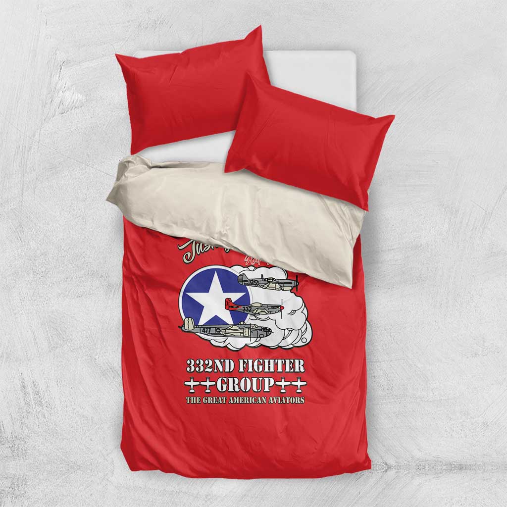 African American Aviators WWII Bedding Set Tuskegee Red Tails Airmen Red - African Pride