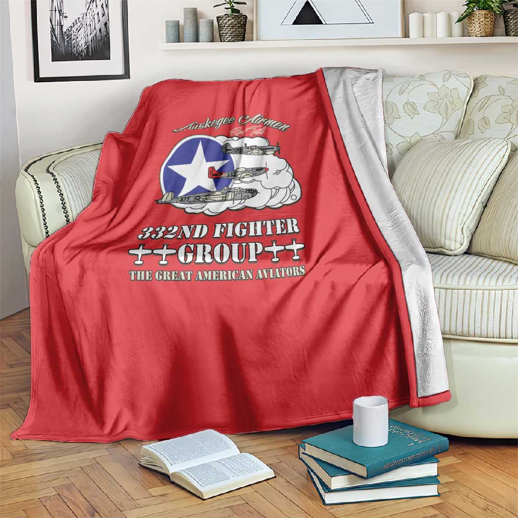 African American Aviators WWII Blanket Tuskegee Red Tails Airmen Red - African Pride